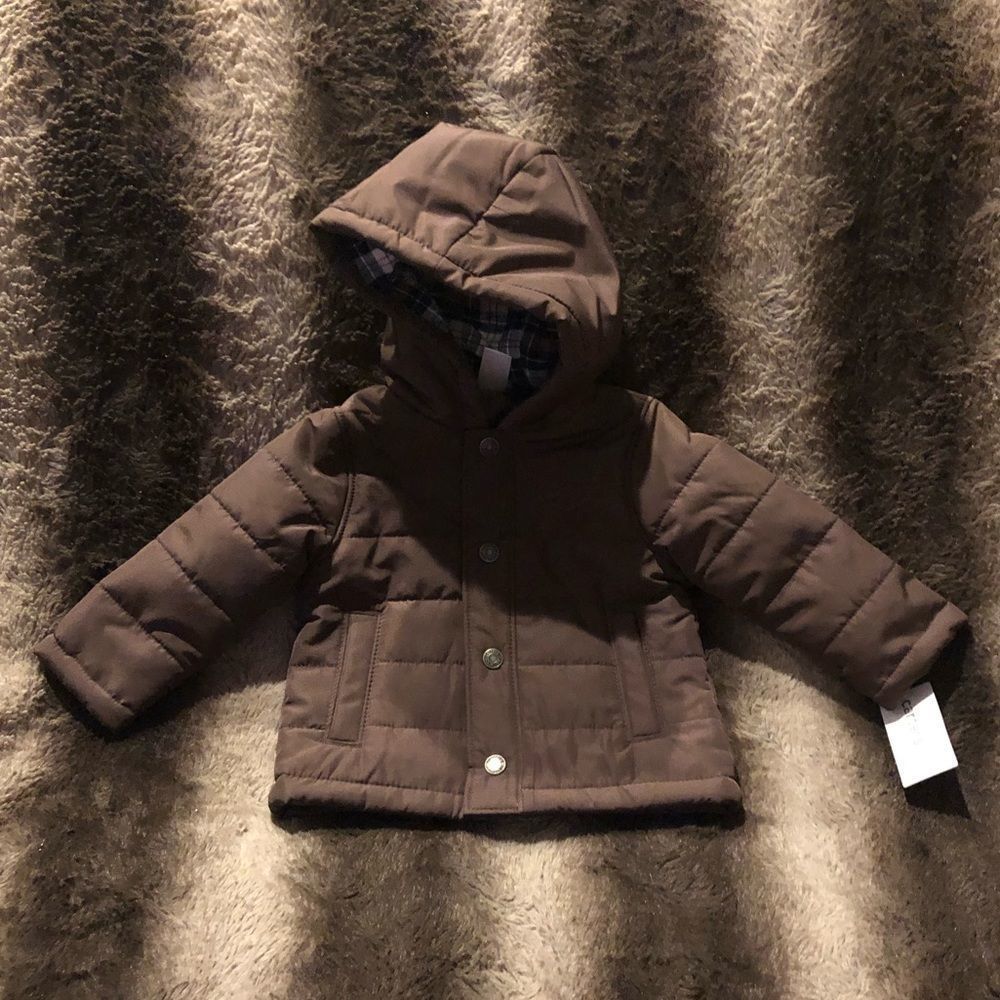 12 month Boys Brown Winter Coat Plaid